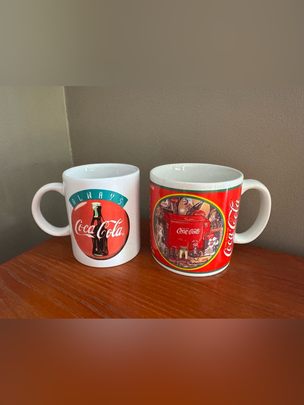 2 Vintage Coca Cola Coffee Mugs - Coke Promotional Mugs - Retro